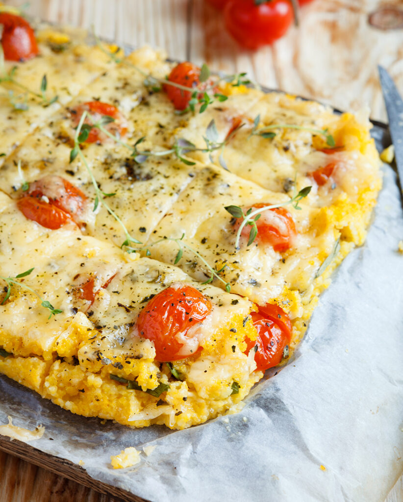 Polenta Auflauf mit getrockneten Tomaten und Käse